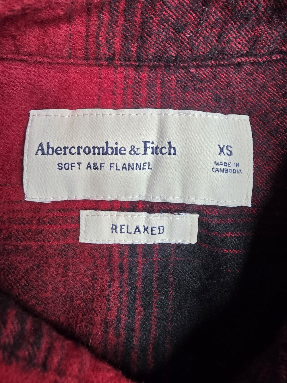 Abercrombie & Fitch Men's Soft Red Plaid Flannel Shirt Size XS - Picture 3 of 7